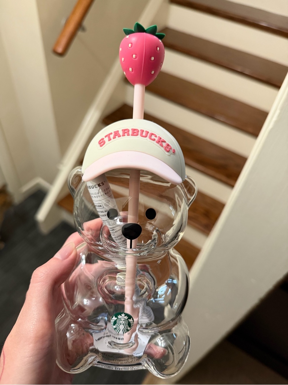 NWT Starbucks Pink Bearista Glass Pink Drink
